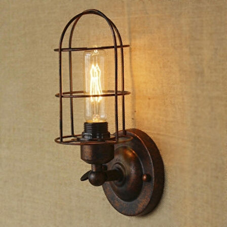 RİOLİGHT RETRO KAFESLİ MAFSALI BAKIR ESKİME RUSTİK APLİK