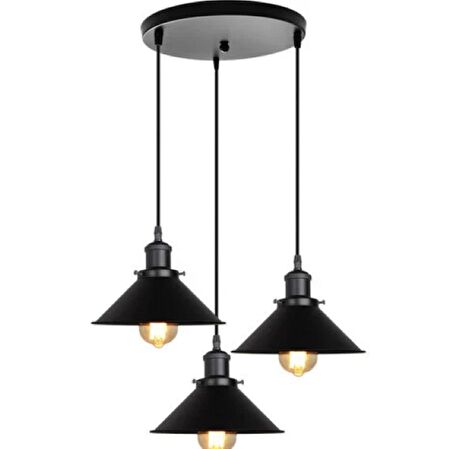 RİOLİGHT RETRO ÜÇLÜ METAL SARKIT AVİZE TABAN ÇAPI: 30CM