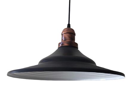 RİOLİGHT RETRO METAL SARKIT AVİZE SİYAH İÇİ BEYAZ MAT BAKIR ASKI ÇAP:38CM