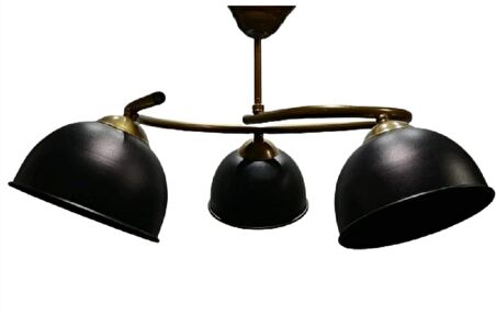 RİOLİGHT MODERN ÜÇLÜ MAT ALTIN GÖVDE SİYAH BAŞLIK METAL SARKIT AVİZE