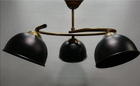 RİOLİGHT MODERN ÜÇLÜ MAT ALTIN GÖVDE SİYAH BAŞLIK METAL SARKIT AVİZE