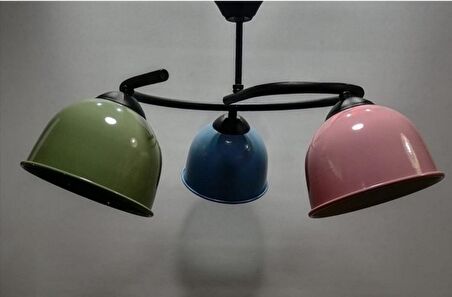 RİOLİGHT MODERN ÜÇLÜ RENKLİ BAŞLIK METAL SARKIT AVİZE