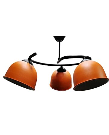 RİOLİGHT MODERN ÜÇLÜ TURUNCU BAŞLIK METAL SARKIT AVİZE
