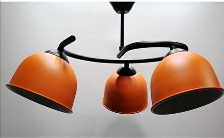 RİOLİGHT MODERN ÜÇLÜ TURUNCU BAŞLIK METAL SARKIT AVİZE