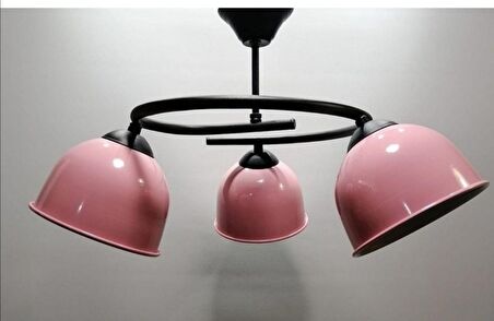 RİOLİGHT MODERN ÜÇLÜ PEMBE BAŞLIK GENÇ,ÇOCUK,YATAK ODASI METAL SARKIT AVİZE 