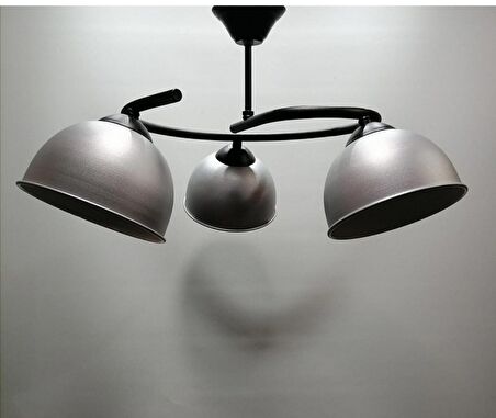 RİOLİGHT MODERN ÜÇLÜ GRİ BAŞLIK METAL SARKIT AVİZE