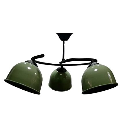 RİOLİGHT MODERN ÜÇLÜ HAKİ YEŞİL BAŞLIK METAL SARKIT AVİZE