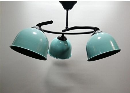 RİOLİGHT MODERN ÜÇLÜ TURKUAZ BAŞLIK METAL SARKIT AVİZE