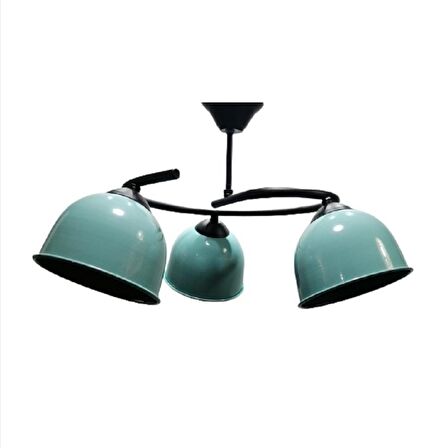 RİOLİGHT MODERN ÜÇLÜ TURKUAZ BAŞLIK METAL SARKIT AVİZE