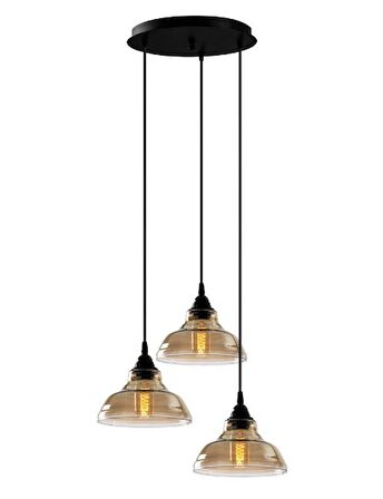 RİOLİGHT RETRO ÜÇLÜ CAM SARKIT AVİZE TABAN ÇAPI:30CM CAM ÇAPI:20CM