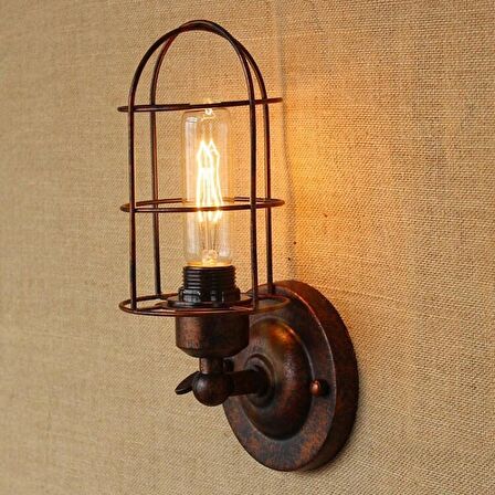 RİOLİGHT RETRO BAKIR ESKİTME MAFSALLI KAFES METAL DUVAR APLİK