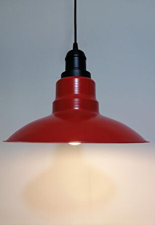 RİOLİGHT 1RETRO,RUSTİK,MODERN KIRMIZI İÇİ BEYAZ MUTAFA,ODA,CAFE İÇİN METAL SARKIT AVİZE ÇAP:30CM
