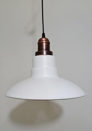  RİOLİGHT RETRO,RUSTİK,MODERN BAKIR DUYLU BEYAZ İÇİ GOLD MUTFAK,ODA,CAFE METAL SARKIT AVİZE ÇAP:30CM