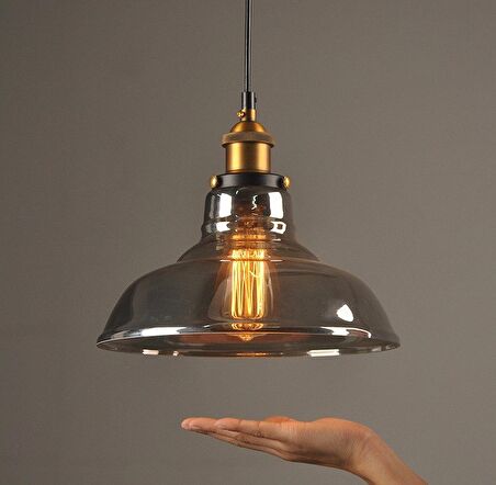 RİOLİGHT RETRO,RUSTİK,VİTAGE TEKLİ CAM SARKIT AVİZE ÇAP:28CM