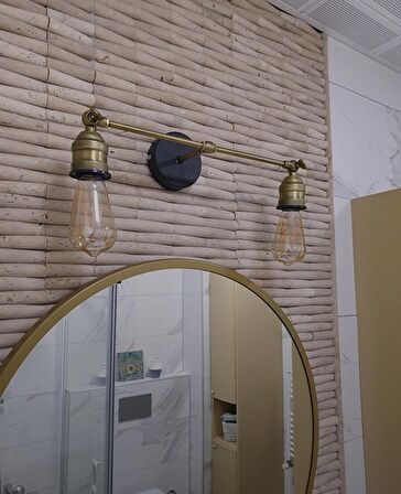 RİOLİGHT RETRO1,RUSTİK,VİNTAGE ESKİTME MAFSALLI 2XE27 DUYLU METAL DUVAR APLİK