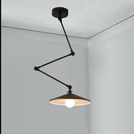 RİOLİGHT MODERN SİYAH DÖRT MAFSALLI AKROBAT METAL MASA ÜSTÜ SARKIT AVİZE ŞAPKA ÇAPI:38CM