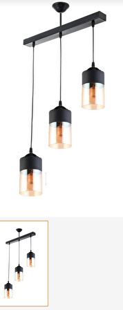 RİOLİGHT SIRALI ÜÇLÜ CAMLI SARKIT AVİZE UZUNLUK: 60CM