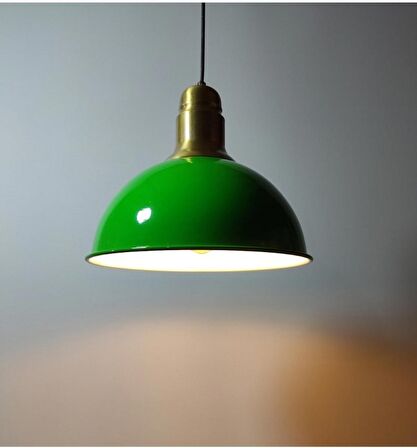 RİOLİGHT MODERN1,RUSTİK,VİNTAGE SALON, ODALAR İÇİN YEŞİL İÇİ BEYAZ TEKLİ METAL SARKIT AVİZE ÇAP:30CM