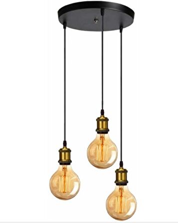 RİOLİGHT RETRO,RUSTİK,VİNTAGE ESKİTME 3XE27 ESKİTME DUYLU SARKIT AVİZE TABAN ÇAPI:30CM