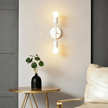 RİOLİGHT RETRO,MODERN,VİNTAGE BEYAZ 2XE27 DUYLU METAL DUVAR APLİK 