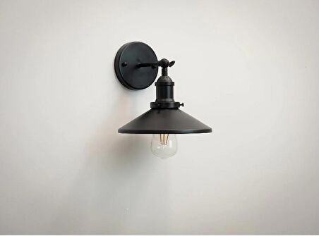 RİOLİGHT RETRO,RUSTİK,VİNTAGE SİYAH 1XE27 DUYLU METAL DUVAR APLİK ŞAPKA ÇAPI:23CM