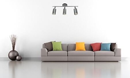 RİOLİGHT LED 1 SPOT,LED AVİZE KROM GÖVDE 3XGU10 DUYLU 5W 2700K 360 DERECE HAREKETLİ BAŞLIK SPOT