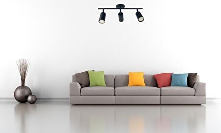 RİOLİGHT LED SPOT,LED AVİZE SİYAH GÖVDE 3XGU10 DUYLU 5W 2700K 360 DERECE HAREKETLİ BAŞLIK SPOT