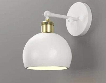 RİOLİGHT RETRO,RUSTİK,VİNTAGE MAFSALLI BEYAZ HAREKETLİ BAŞLIK TEKLİ METAL DUVAR APLİK GLOP ÇAPI:15CM