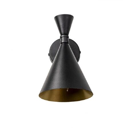 RİOLİGHT RETRO 1,RUSTİK,VİNTAGE SİYAH İÇİ GOLD 1XE27 DUYLU TEKLİ METAL DUVAR APLİK