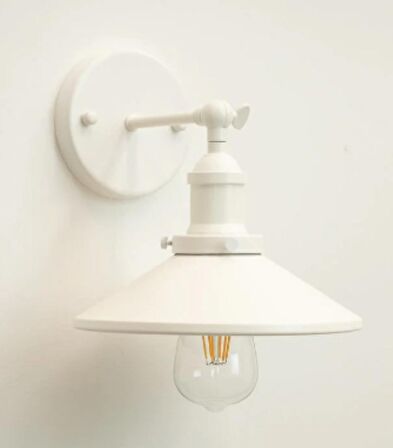 RİOLİGHT RETRO,RUSTİK 2,VİNTAGE BEYAZ 1XE27 DUYLU METAL DUVAR APLİK ŞAPKA ÇAPI:23CM