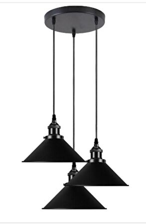 RİOLİGHT VİNTAGE11,RETRO,RUSTİK, SİYAH 3XE27 DUYLU METAL SARKIT AVİZE ÇAP:30CM