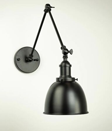 RİOLİGHT VİNTAGE,RETRO,RUSTİK ÜÇ MAFSALLI HAREKETLİ BAŞLIK 1XE27 METAL SİYAH AKROBAT DUVAR APLİK