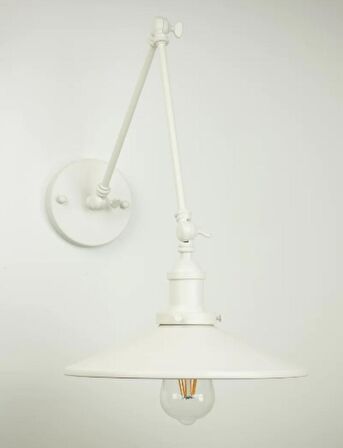 RİOLİGHT VİNTAGE,RETRO,RUSTİK 1XE27 BEYAZ ÜÇ MAFSALLI AKROBAT METAL DUVAR APLİK ŞAPKA ÇAPI:23CM