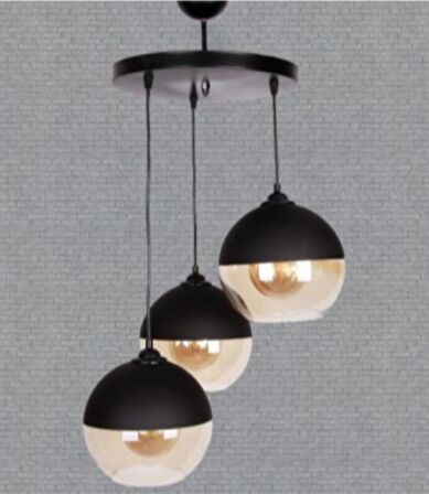 RİOLİGHT RETRO,RUSTİK,VİNTAGE 3XE27 DUYLU CAM SARKIT AVİZE TABAN ÇAPI:30CM CAM ÇAPI:20CM