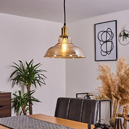RİOLİGHT RETRO,RUSTİK,VİNTAGE ESKİTME DUYLU ODA,CAFELER İÇİN BAL TEKLİ CAM SARKIT AVİZE