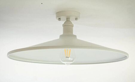 RİOLİGHT RETRO,RUSTİK,VİNTAGE BEYAZ 1XE27 DUYLU METAL PLOFONYER AVİZE ŞAPKA ÇAPI:38CM