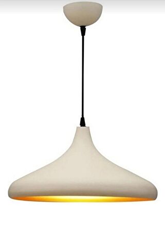  RİOLİGHT MODERN BEYAZ  İÇİ GOLD ODA,MUTFAK,CAFELER İÇİN TEKLİ METAL SARKIT AVİZE ÇAP:35CM