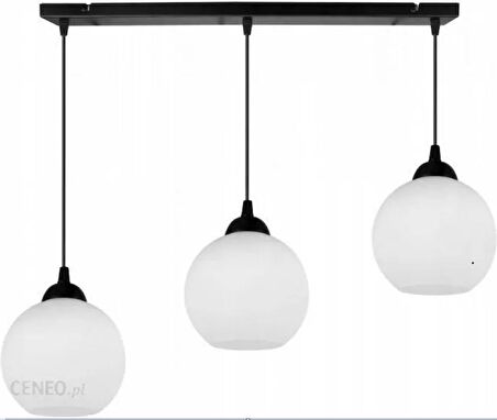 RİOLİGHT MODERN,RETRO1,VİNTAGE OPAL CAMLI 3XE27 SIRALI SİYAH METAL GÖVDE MASA ÜSTÜ SARKIT AVİZE