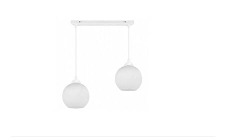 RİOLIGHT MODERN,RETRO,VİNTAGE OPALBEYAZ1 CAMLI 2XE27 SIRALI BEYAZ METAL GÖVDE MASA ÜSTÜ SARKIT AVİZE