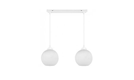 RİOLIGHT MODERN,RETRO,VİNTAGE OPALBEYAZ1 CAMLI 2XE27 SIRALI BEYAZ METAL GÖVDE MASA ÜSTÜ SARKIT AVİZE