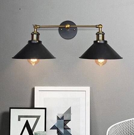 RİOLİGHT RETRO21RUSTİK3,VİNTAGE ESKİTME DUYLU MAFSALLI HAREKETLİ BAŞLIK METAL APLİK ŞAPKA ÇAPI:23CM