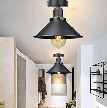 RİOLİGHT RETRO,RUSTİK,VİNTAGE 1XE27 DUYLU METAL TEKLİ PLOFONYER AVİZE ÇAP:23CM 1ADET FİYATIDIR