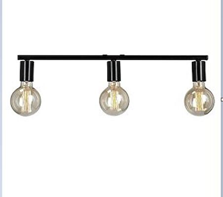 RİOLİGHT MODERN SİYAH 3XE27 DUYLU METAL SIRALI PLOFONYER TAVAN AVİZESİ TABAN UZUNLUĞU:60CM