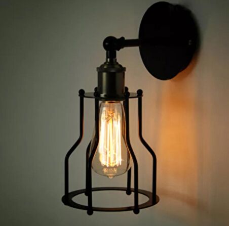 RİOLİGHT VİNTAGE,RUSTKİK,RETRO MAFSALLI SİYAH 1XE27 HAREKETLİ KAFES APLİK NOT:1ADET FİYATIDIR.