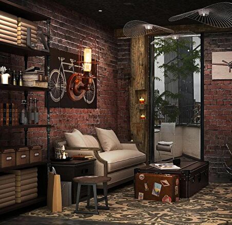 RİOLİGHT BAKIR ESKİTME RETRO1,VİNTAGE1,RUSTİK1 1XE27 DUYLU TEKLİ METAL KAFES DUVAR APLİK