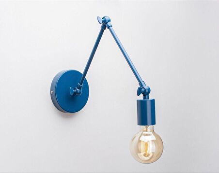 RİOLİGHT RETRO,VİNTAGE,MODERN MAVİ ÜÇ MAFSALLI 1XE27 DUYLU METAL DUVAR APLİK