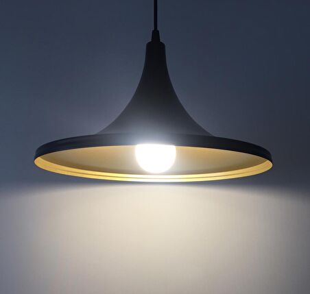 RIOLIGHT RETRO SİYAH İÇİ SARI METAL SARKIT ÇAP: 36CM