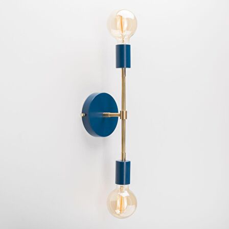 RİOLİGHT RETRO,VİNTAGE,RUSTİK MAVİ 2XE27 DUYLU METAL AYNA ÜSTÜ DUVAR APLİK