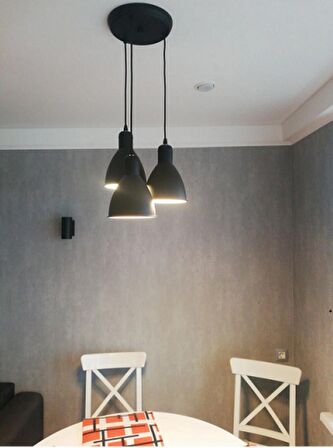 RİOLİGHT RETRO,RUSTİK,VİNTAGE SİYAH 3XE27 DUYLU METAL SARKIT AVİZE TABAN ÇAPI:30CM