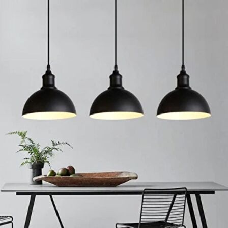 RİOLİGHT MASA ÜSTÜ VİNTAGE,RETRO,RUSTİK SİYAH 3XE27 DUYLU METAL SARKIT SIRALI AVİZE UZUNLUK:60CM